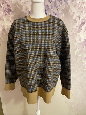 Stella McCartney Blue & Beige Check Virgin Wool Sweater – Size 38 Nw/o tags